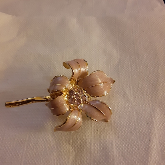 Monet Pink Enamel Petal with Rhinestone Brooch 3 for $20 - Picture 1 of 4
